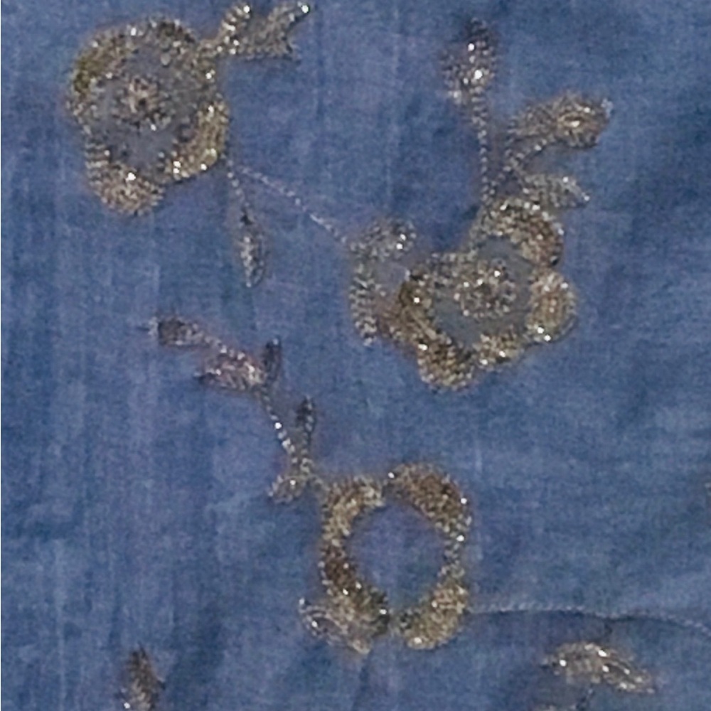 Luxurious Blue Botanical Scarf Wrap